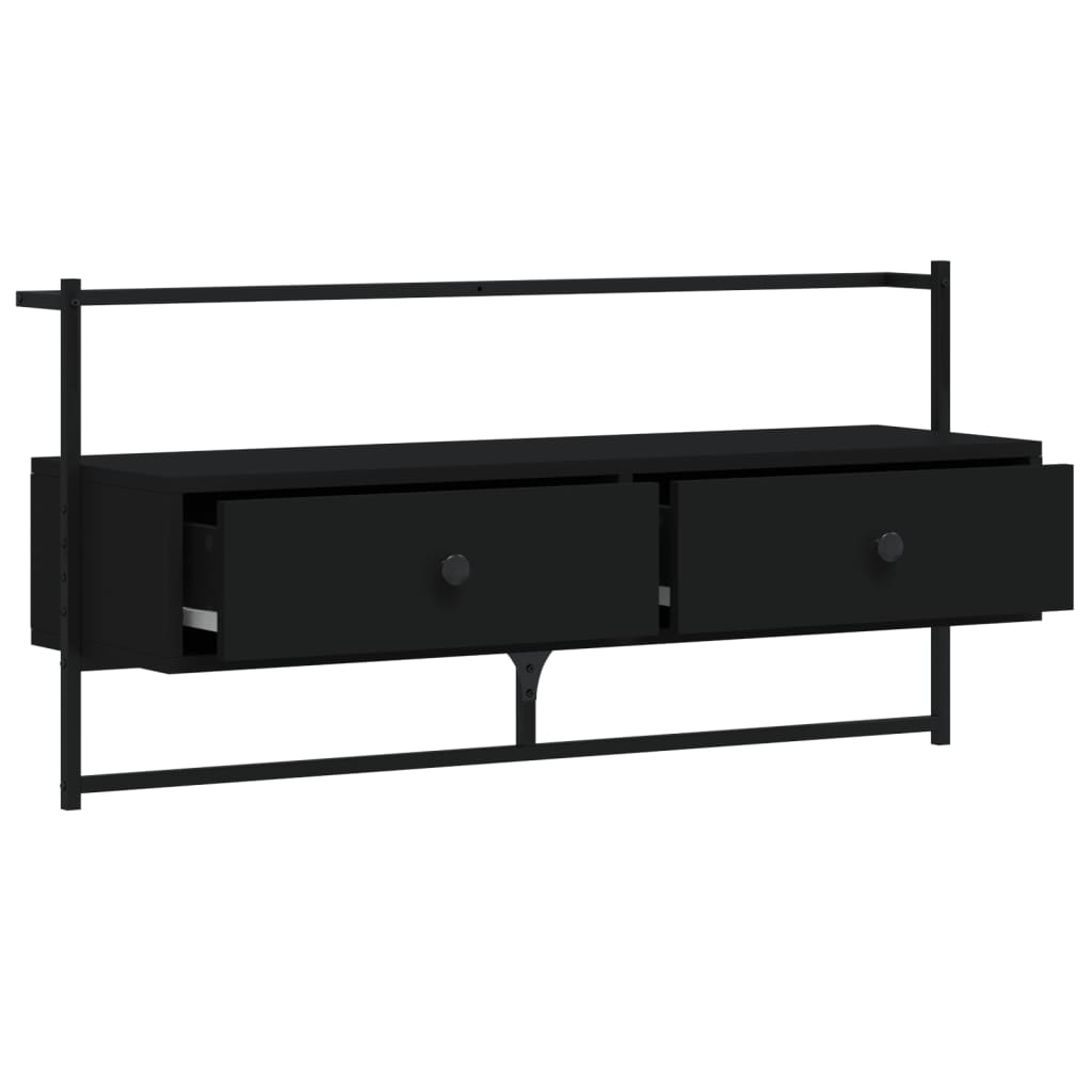 vidaXL TV Cabinet Wall-mounted Black 100.5x30x51 cm Engineered Wood