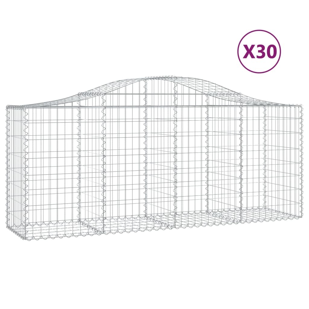 vidaXL Arched Gabion Baskets 30 pcs 200x50x80/100 cm Galvanised Iron