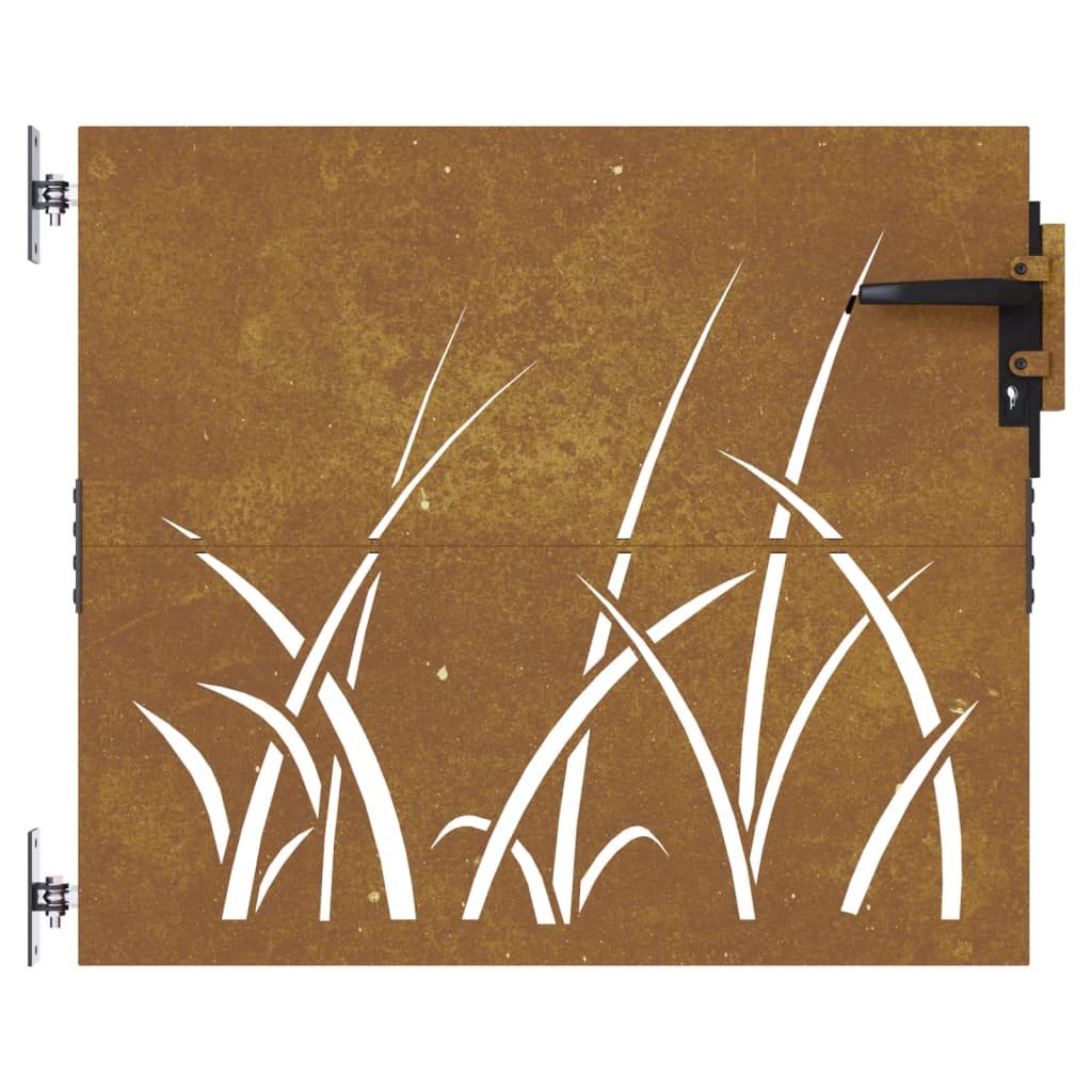 vidaXL Garden Gate 85x75 cm Corten Steel Grass Design