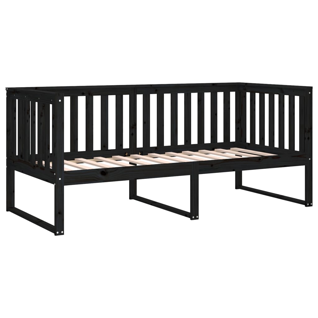 vidaXL Day Bed without Mattress Black 90x190 cm Single Solid Wood Pine