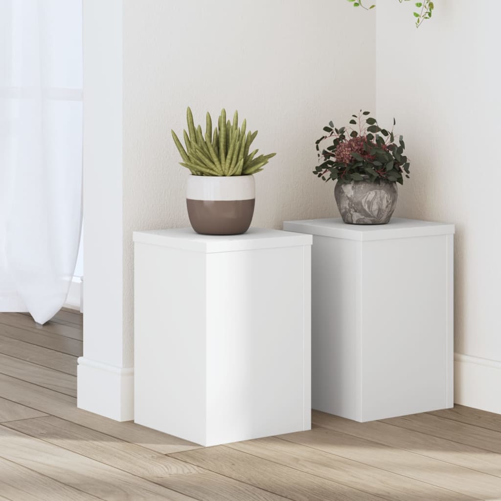 vidaXL Plant Stands 2 pcs White 20x20x30 cm Engineered Wood