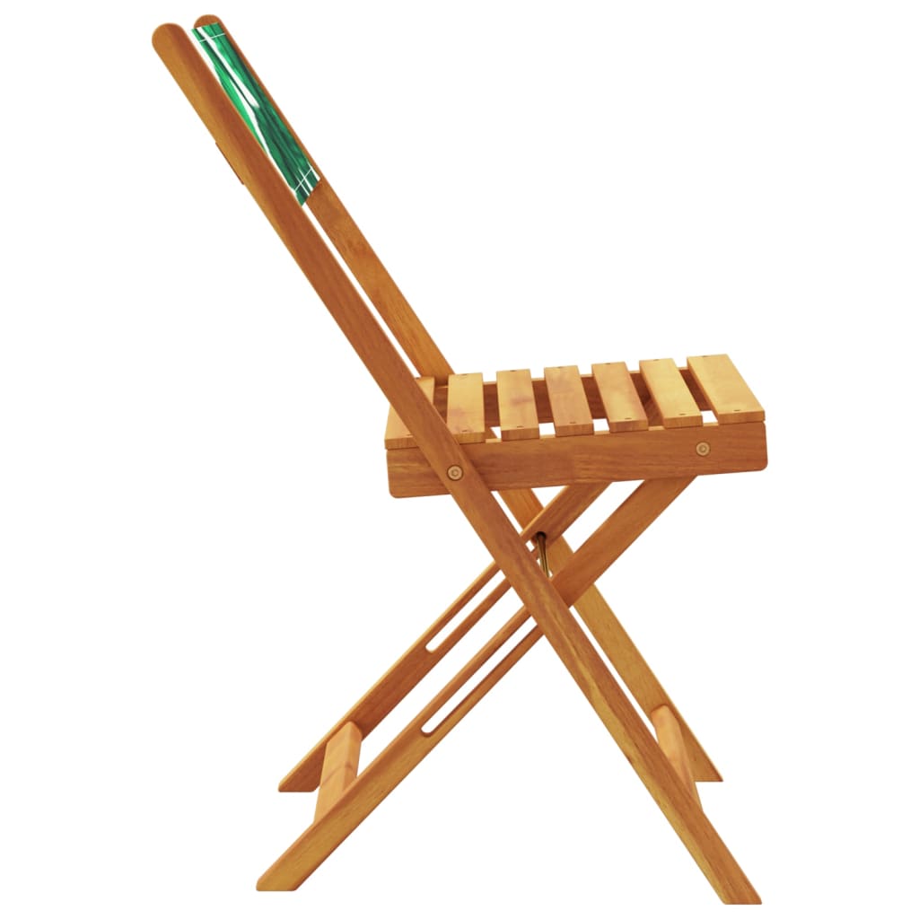 vidaXL Folding Garden Chairs 4 pcs Green Fabric and Solid Wood