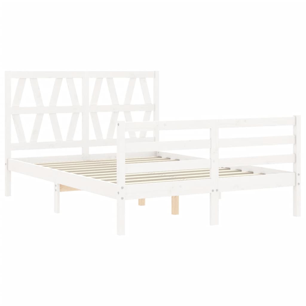 vidaXL Bed Frame without Mattress White 140x190 cm Solid Wood