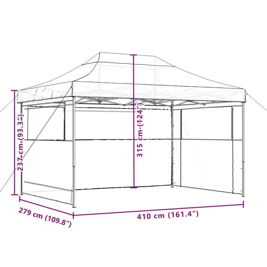 vidaXL Foldable Party Tent Pop-Up with 3 Sidewalls Beige