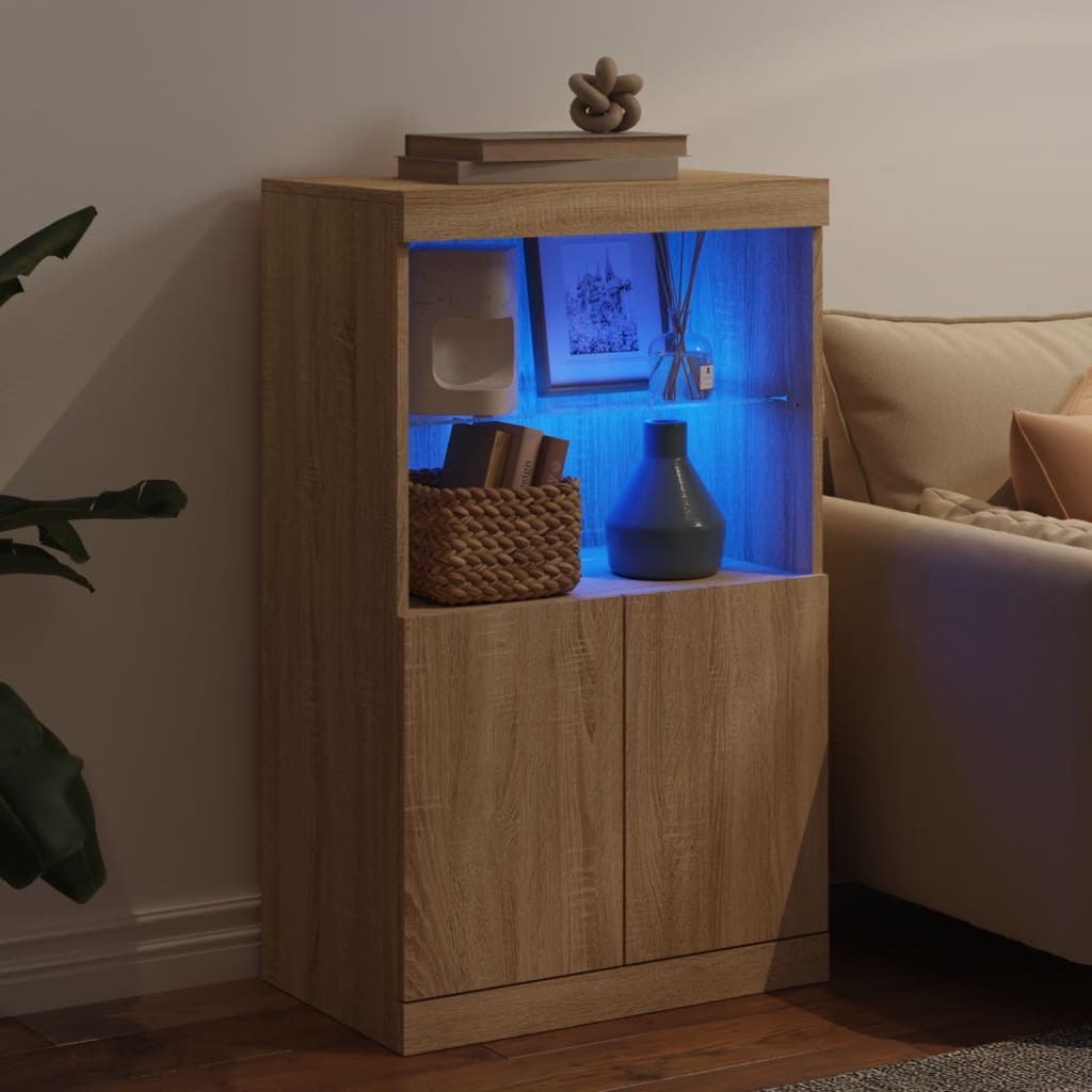 vidaXL Sideboard with LED Lights Sonoma Oak 60.5x37x100 cm