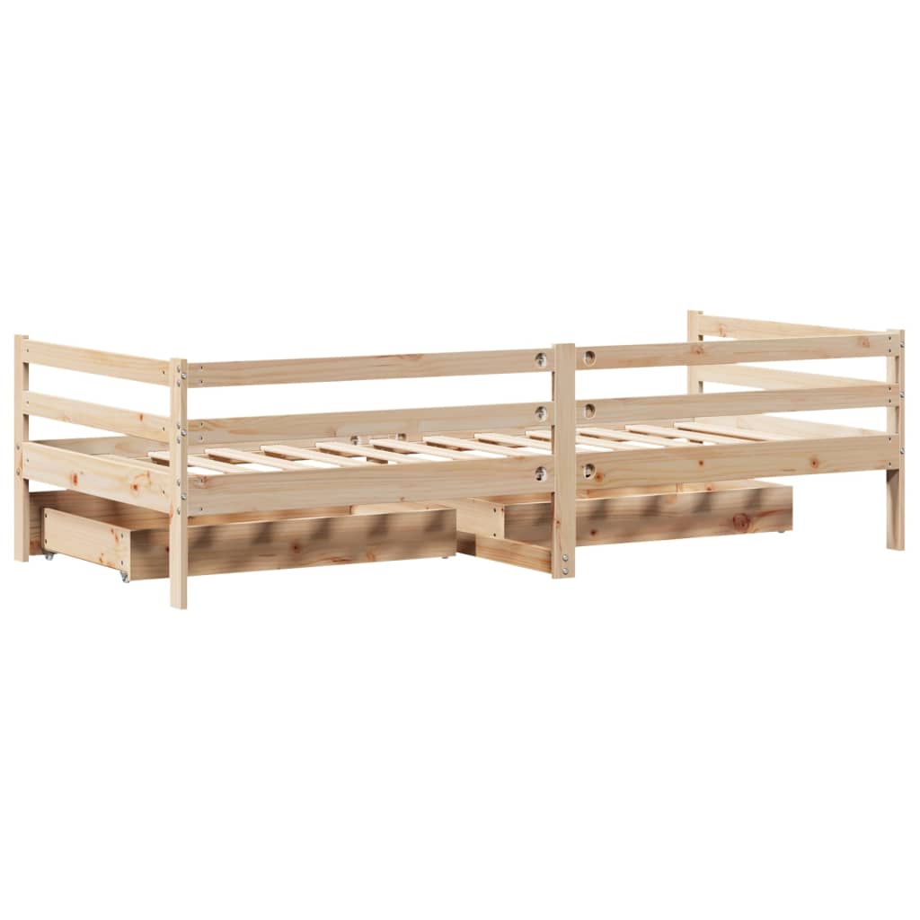 vidaXL Daybed with Drawers without Mattress 90x200 cm Solid Wood