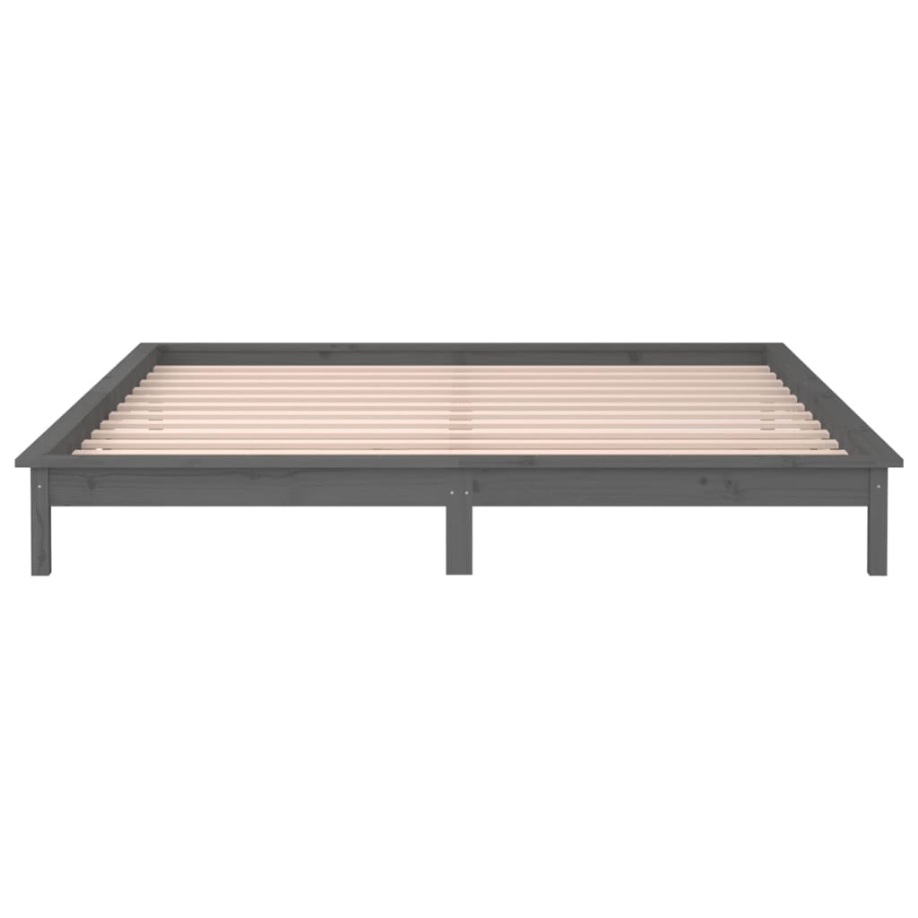 vidaXL LED Bed Frame without Mattress Grey 200x200 cm Solid Wood