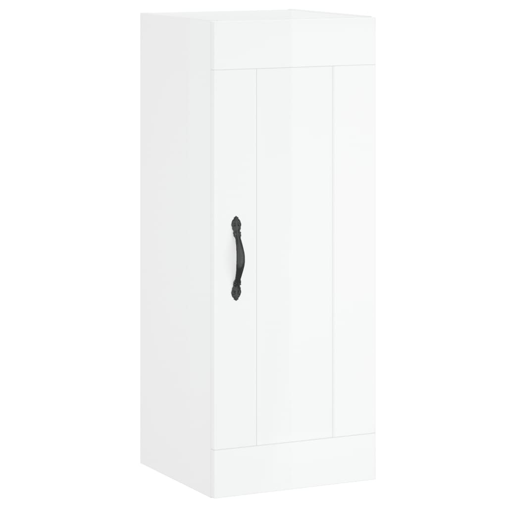 vidaXL Wall Mounted Cabinet High Gloss White 34.5x34x90 cm Engineered Wood