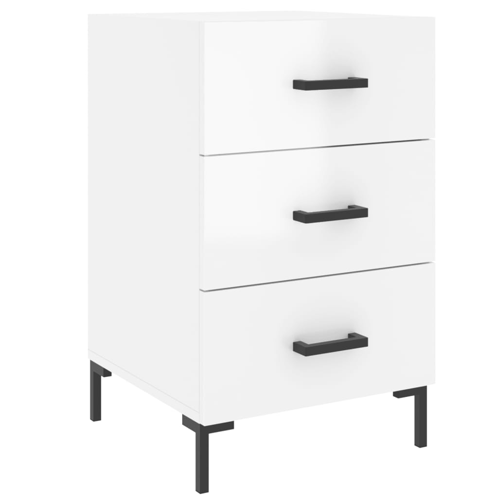 vidaXL Bedside Cabinet High Gloss White 40x40x66 cm Engineered Wood