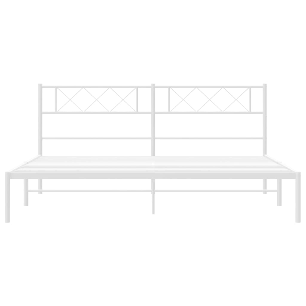 vidaXL Metal Bed Frame without Mattress with Headboard White 180x200 cm Super King