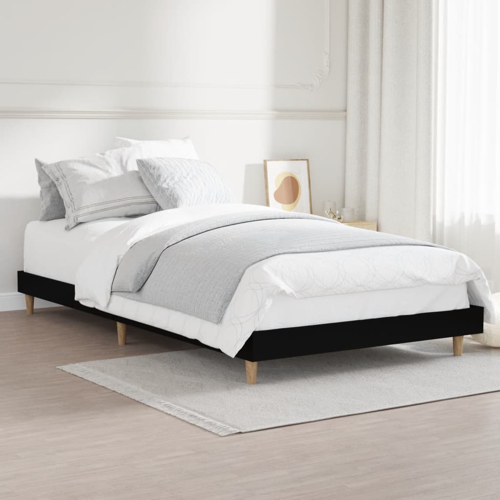 vidaXL Bed Frame without Mattress Black 90x190 cm Single Engineered Wood