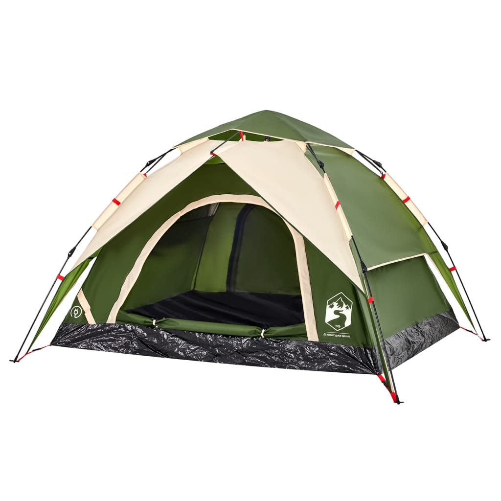 vidaXL Camping Tent Dome 3-Person Green Quick Release