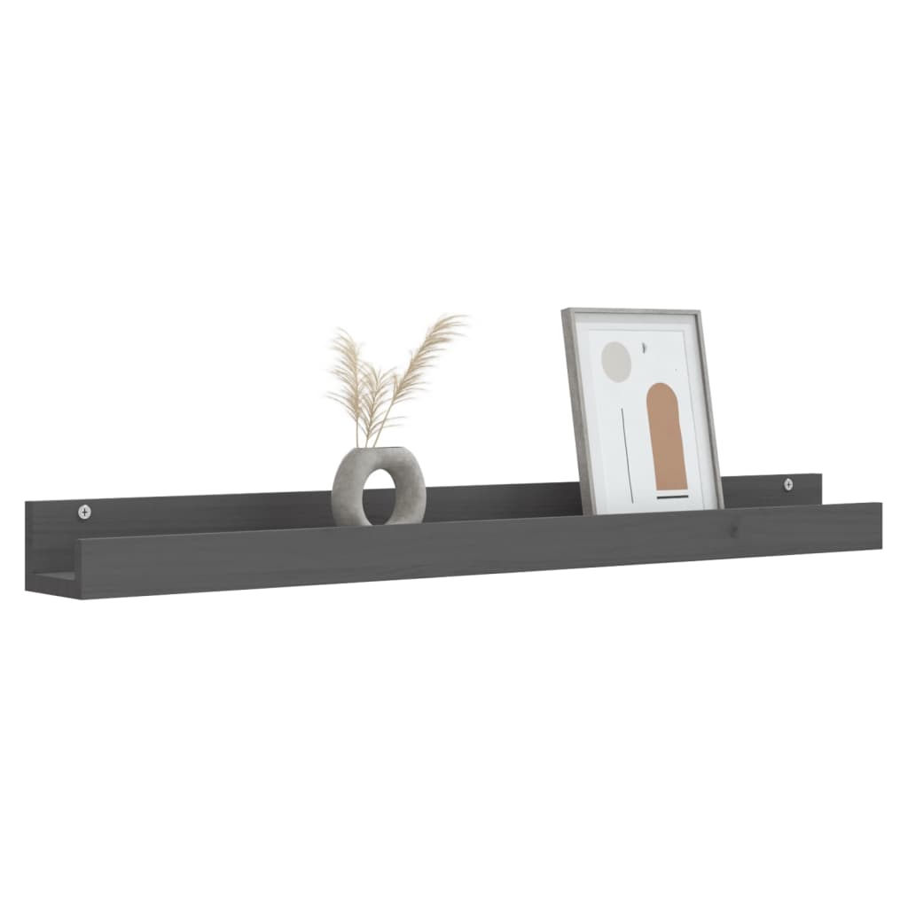 vidaXL Wall Shelves 2 pcs Grey 110x12x9 cm Solid Wood Pine