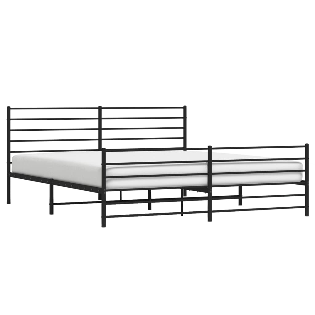 vidaXL Metal Bed Frame without Mattress with Footboard Black 183x213 cm