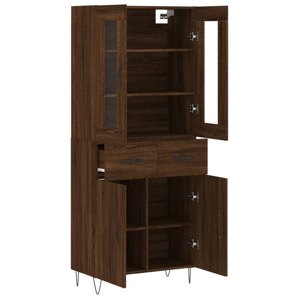 vidaXL Highboard Brown Oak 69.5x34x180 cm Engineered Wood