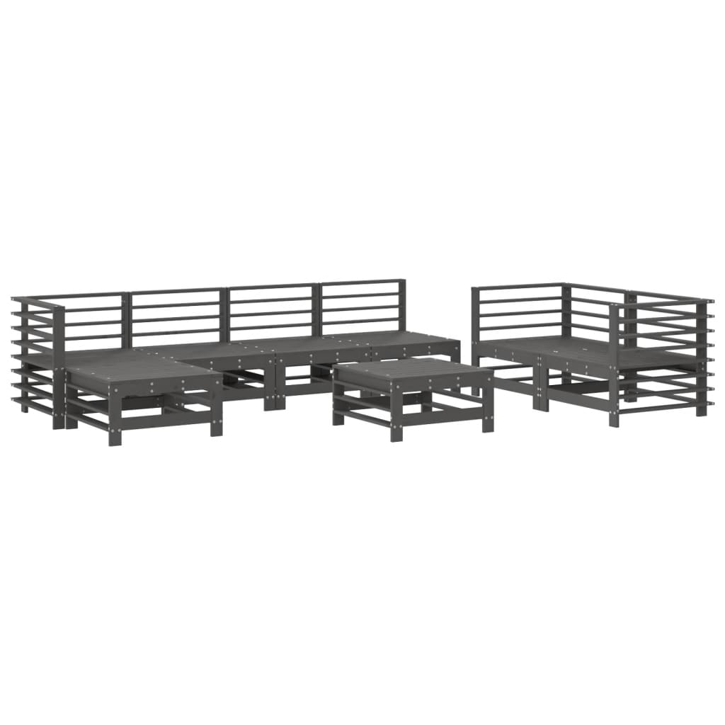 vidaXL 8 Piece Garden Lounge Set Grey Solid Wood Pine