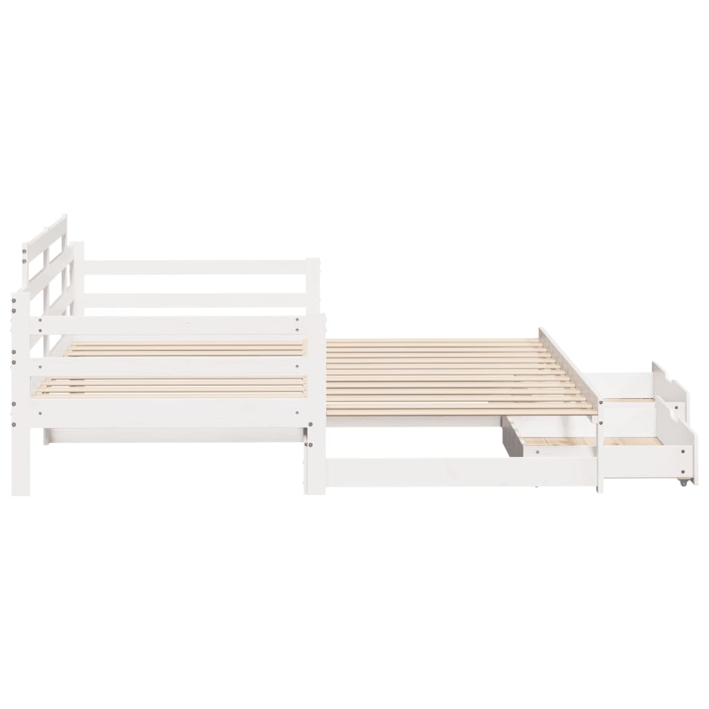 vidaXL Daybed with Trundle and Drawers without Mattress White 80x200 cm