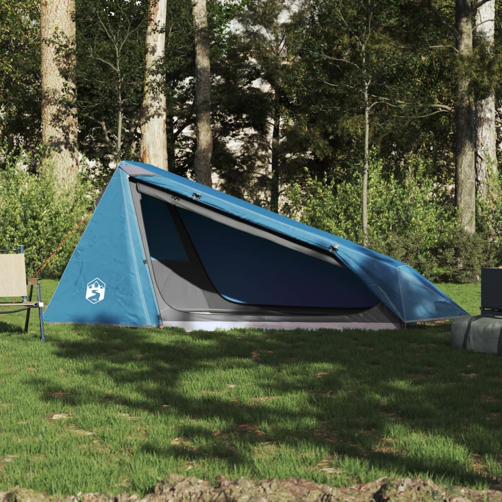 vidaXL Camping Tent Tunnel 1-Person Blue Waterproof