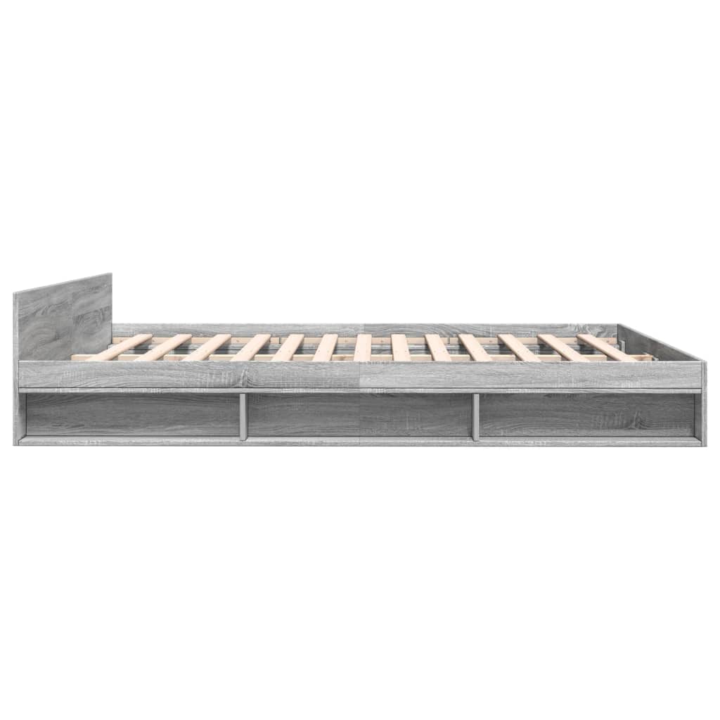 vidaXL Bed Frame with Drawers without Mattress Grey Sonoma 180x200 cm Super King