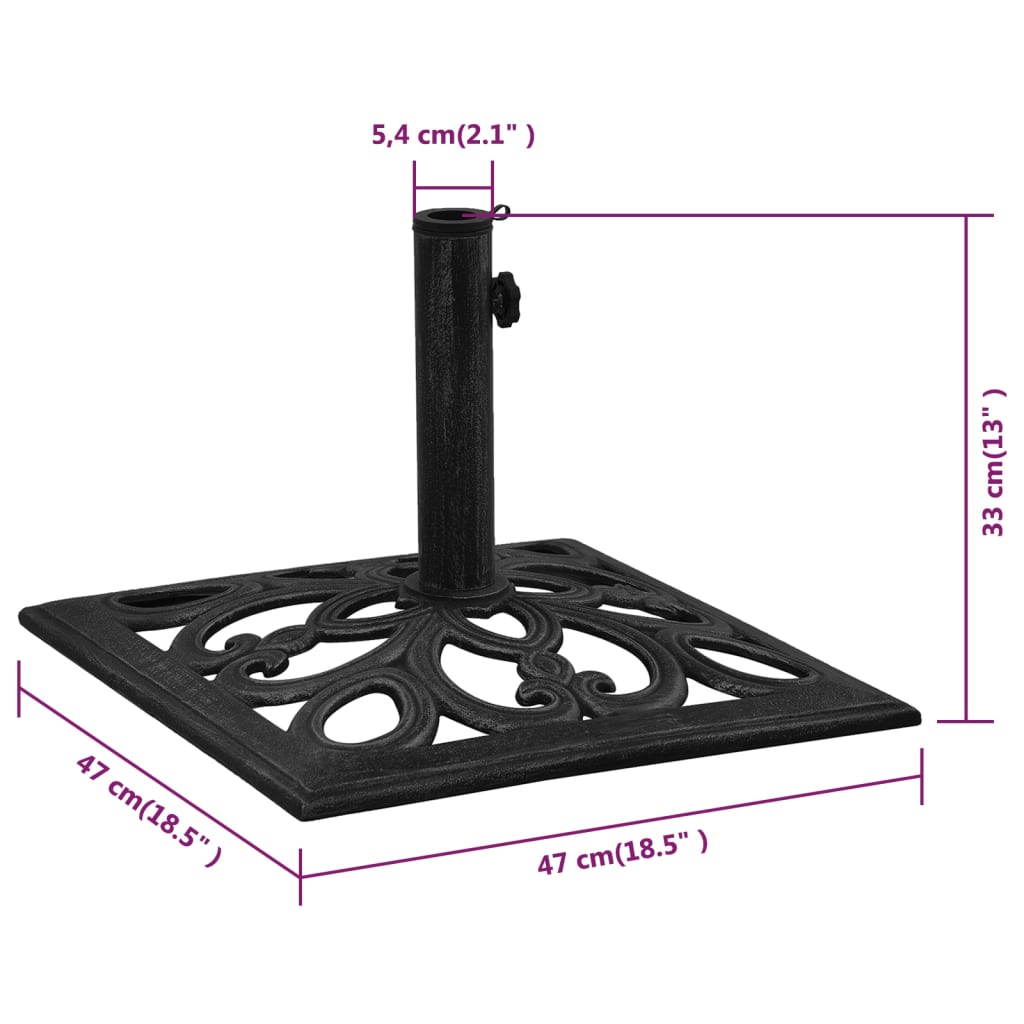 vidaXL Umbrella Base Black 47x47x33 cm Cast Iron