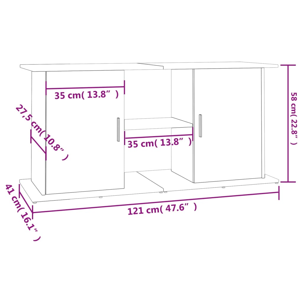 vidaXL Aquarium Stand High Gloss White 121x41x58 cm Engineered Wood