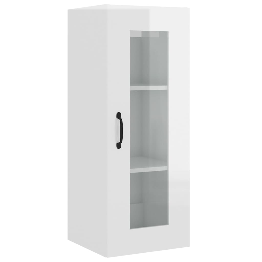 vidaXL Hanging Wall Cabinet High Gloss White 34.5x34x90 cm