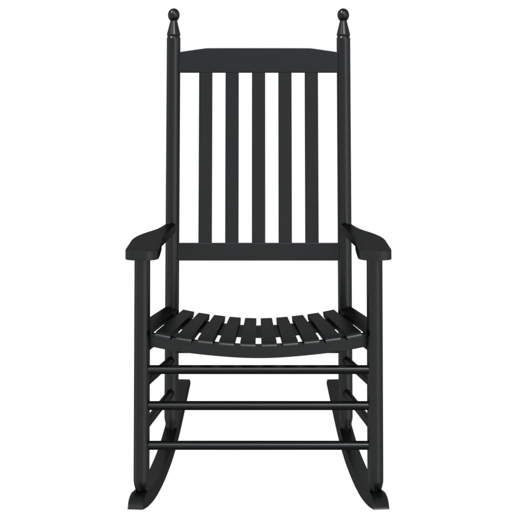 vidaXL Rocking Chairs with Curved Seats 2 pcs Black Solid Wood Poplar