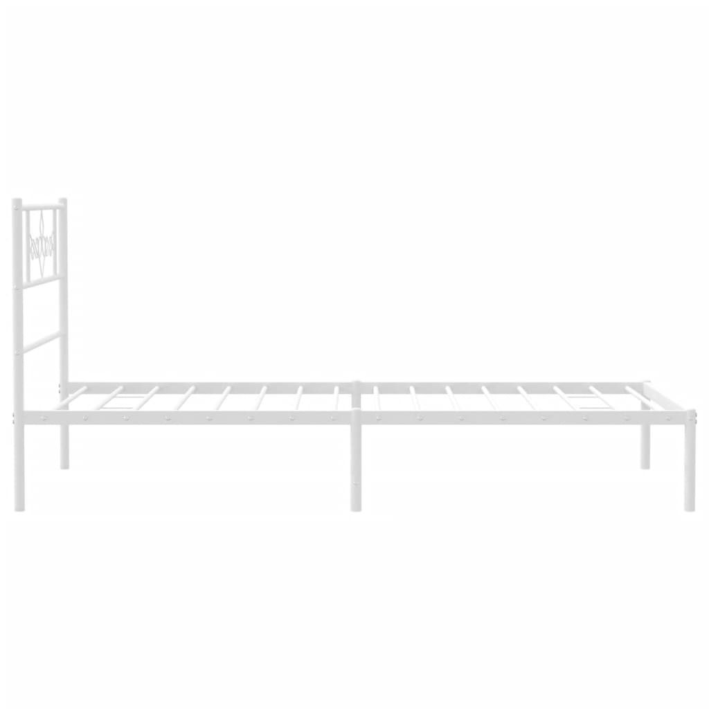 vidaXL Metal Bed Frame without Mattress with Headboard White 100x200 cm