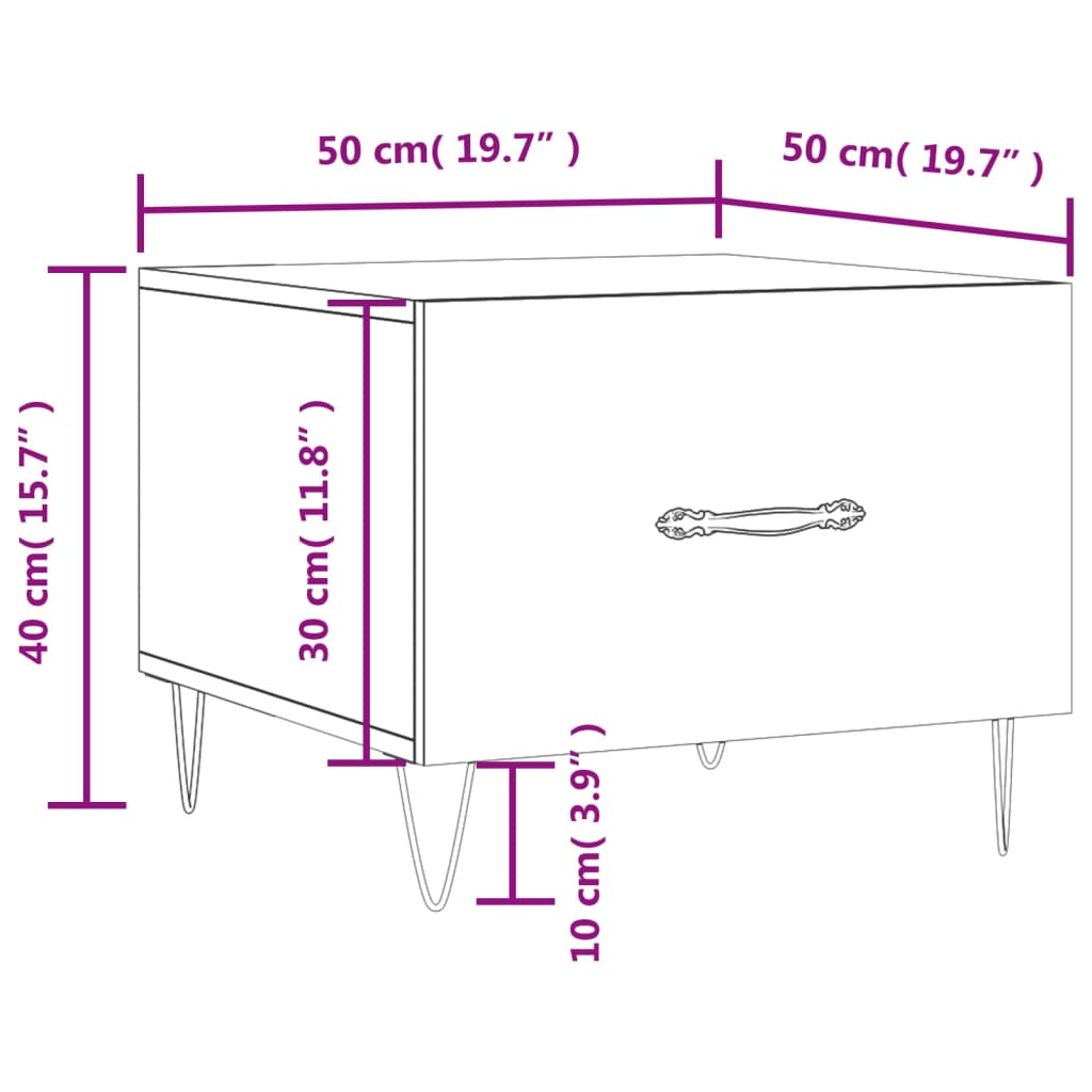 vidaXL Coffee Table High Gloss White 50x50x40 cm Engineered Wood