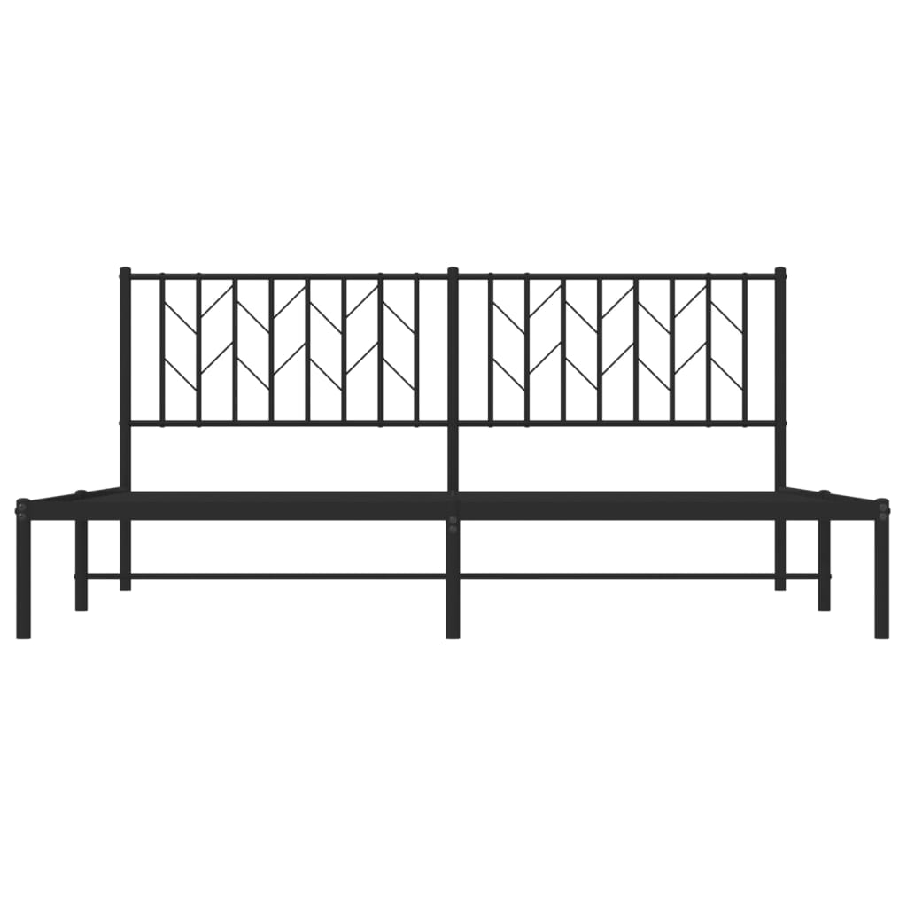 vidaXL Metal Bed Frame without Mattress with Headboard Black 183x213 cm