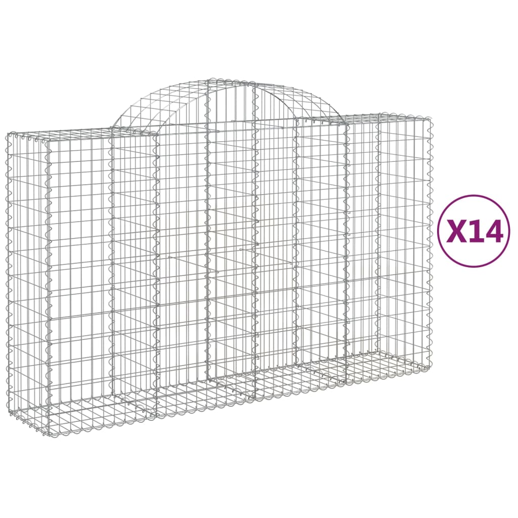 vidaXL Arched Gabion Baskets 14 pcs 200x50x120/140 cm Galvanised Iron