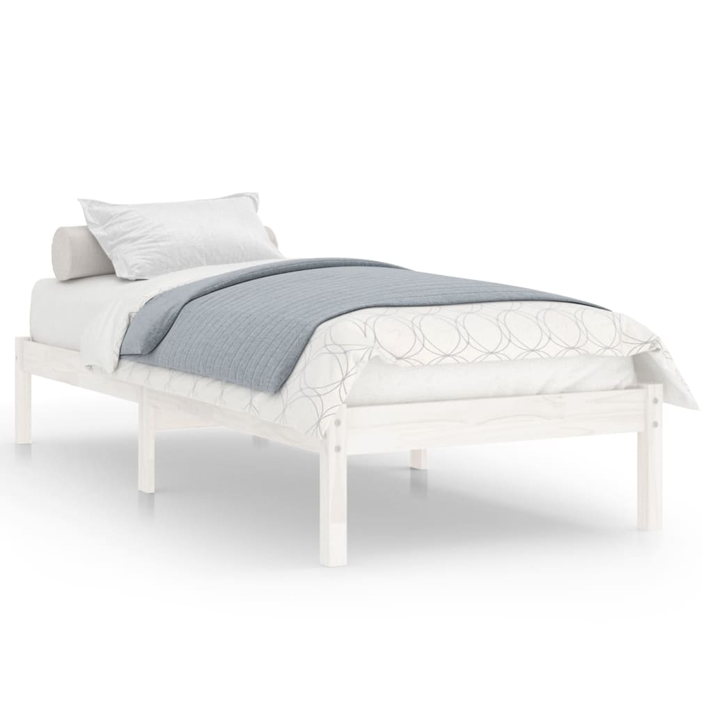 vidaXL Bed Frame without Mattress White Solid Wood 100x200 cm