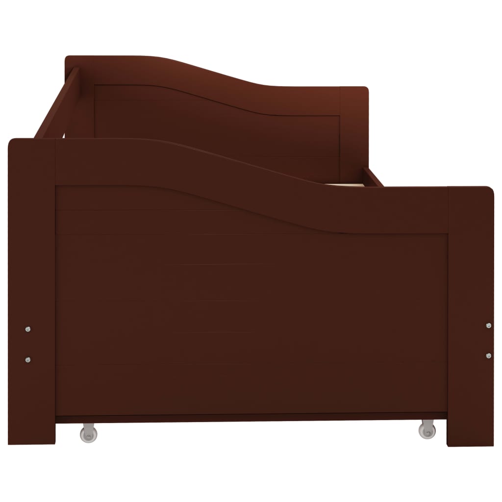 vidaXL Pull-out Sofa Bed Frame without Mattress Dark Brown 90x200 cm