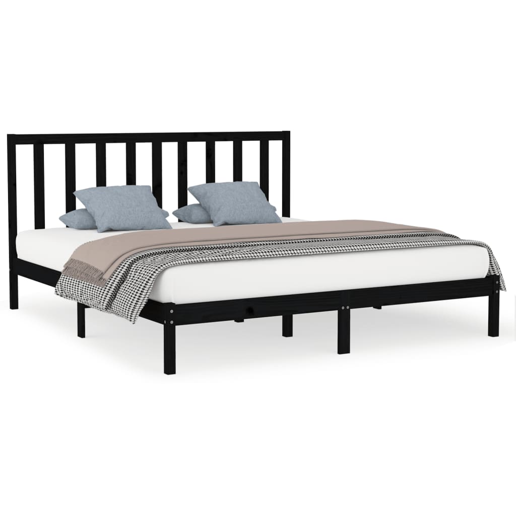 vidaXL Bed Frame without Mattress Black 180x200 cm Super King Solid Wood