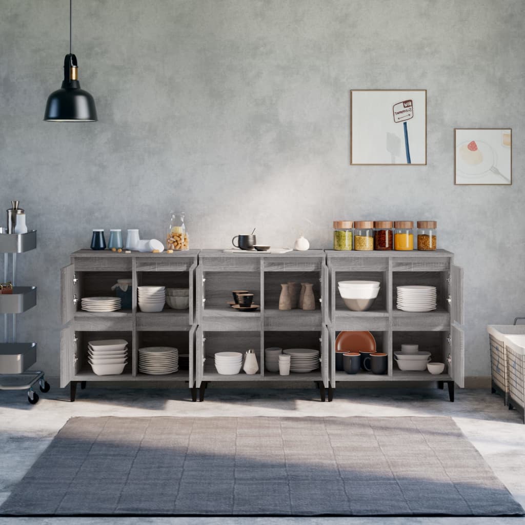 vidaXL Sideboards 3 pcs Grey Sonoma 60x35x70 cm Engineered Wood