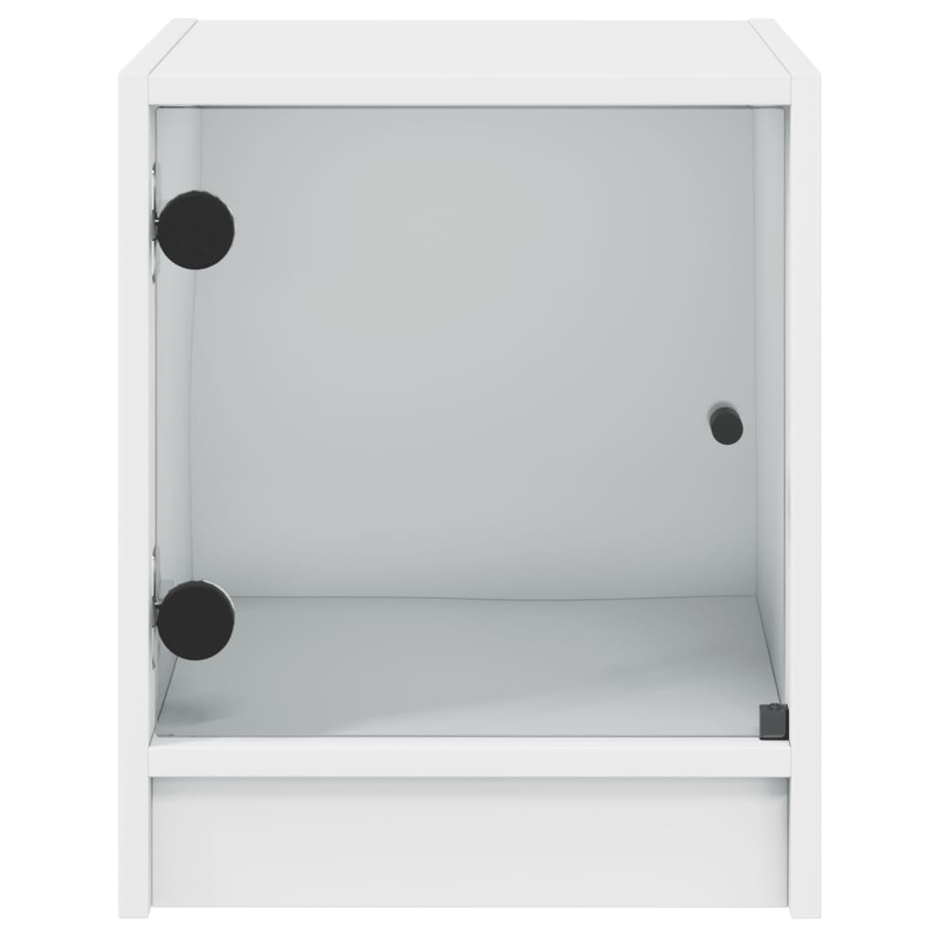 vidaXL Bedside Cabinet with Glass Door White 35x37x42 cm