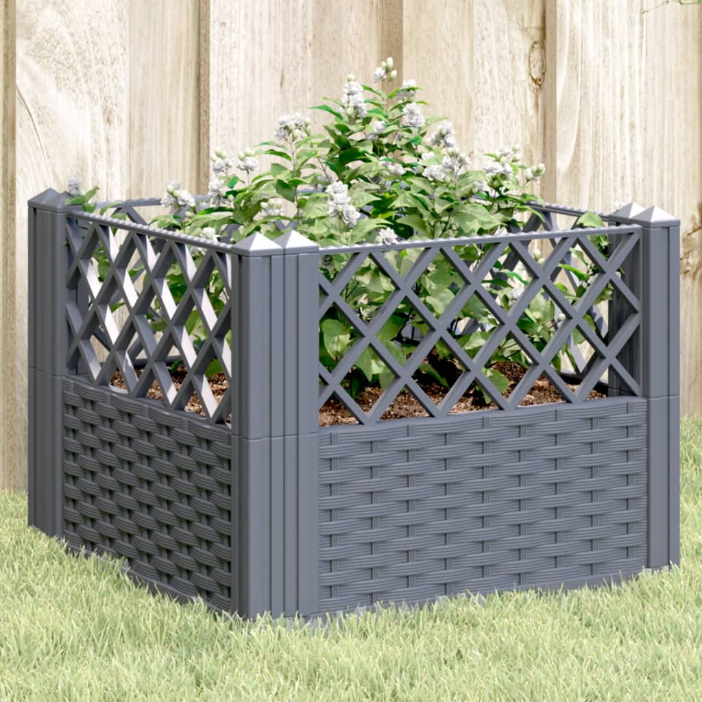 vidaXL Garden Planter with Pegs Grey 43.5x43.5x43.5 cm PP