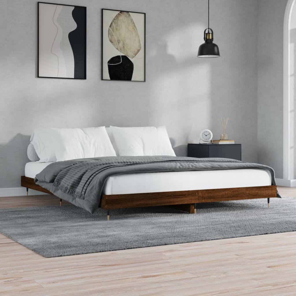 vidaXL Bed Frame without Mattress Brown Oak 160x200 cm Engineered Wood