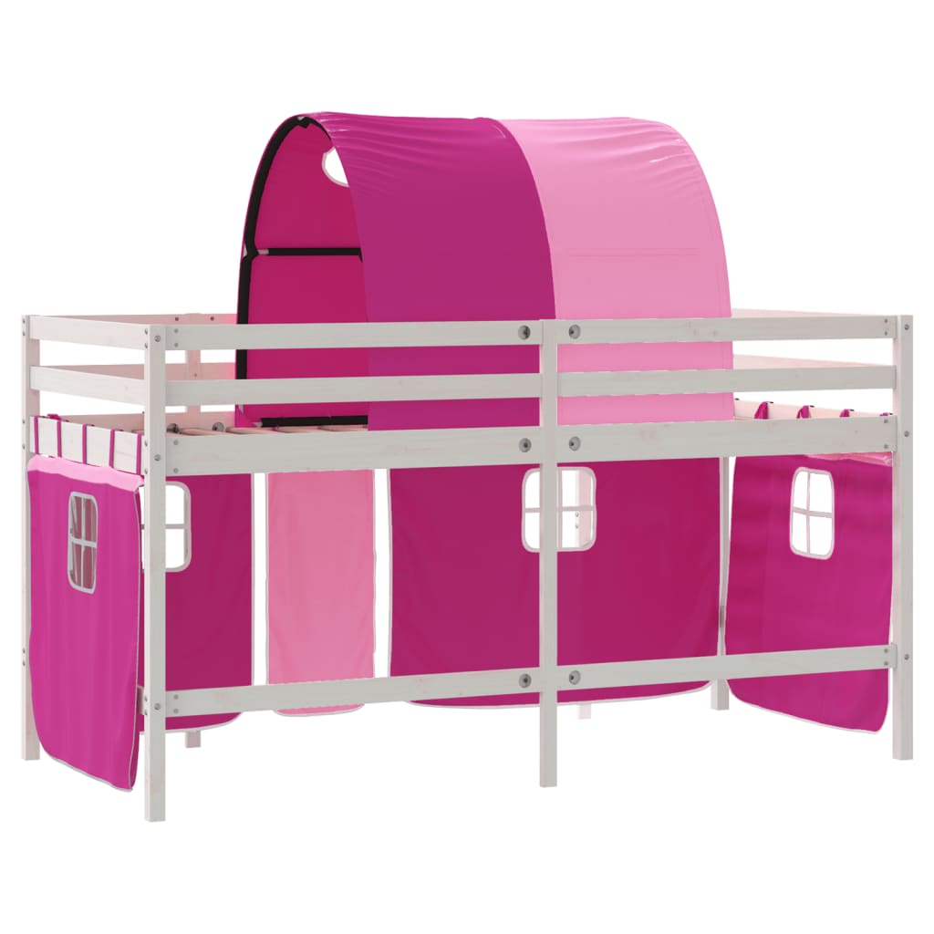 vidaXL Kids' Loft Bed with Tunnel without Mattress Pink 80x200 cm