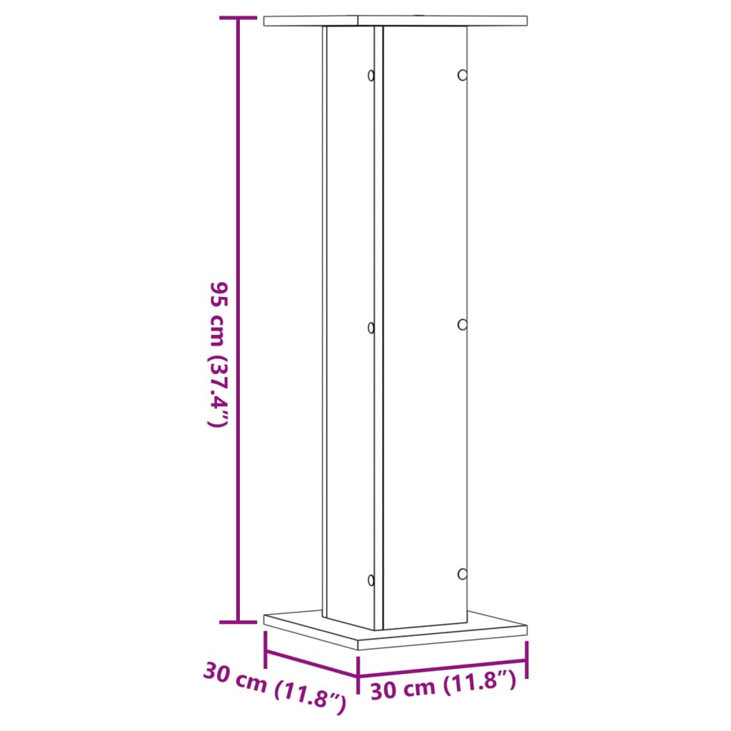 vidaXL Plant Stands 2 pcs Black 30x30x95 cm Engineered Wood