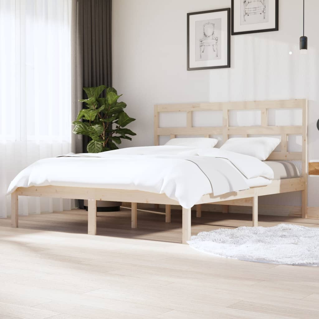 vidaXL Bed Frame without Mattress Solid Wood 160x200 cm (810027+814204)