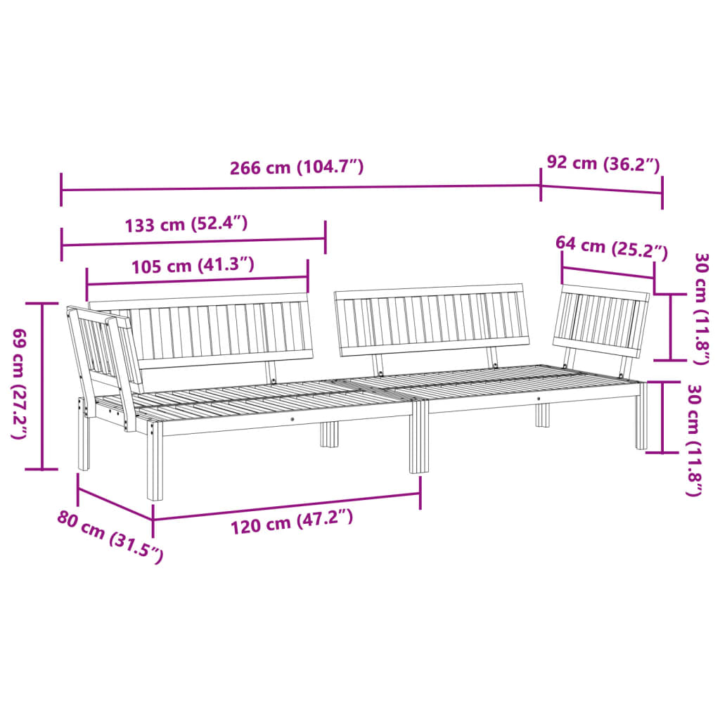 vidaXL Garden Pallet Corner Sofas 2 pcs Solid Wood Acacia