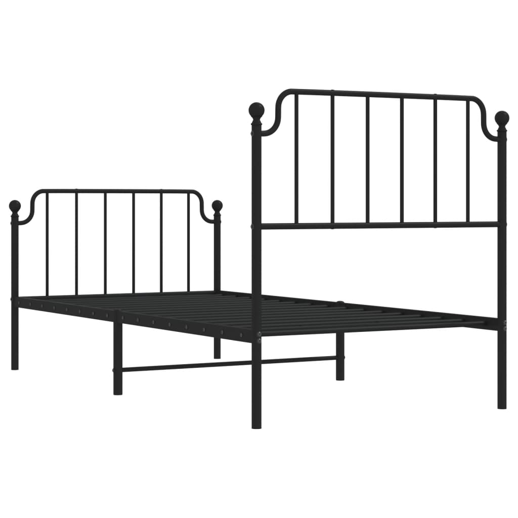 vidaXL Metal Bed Frame without Mattress with Footboard Black 90x200 cm