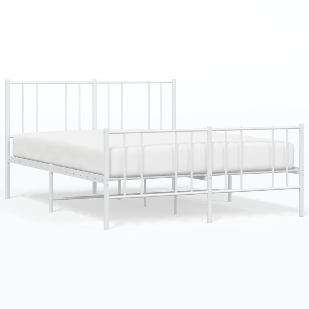 vidaXL Metal Bed Frame without Mattress with Footboard White 120x190 cm Small Double