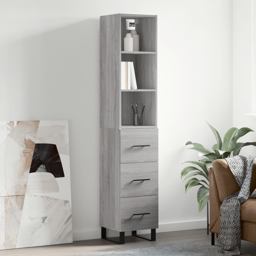 vidaXL Highboard Grey Sonoma 34.5x34x180 cm Engineered Wood