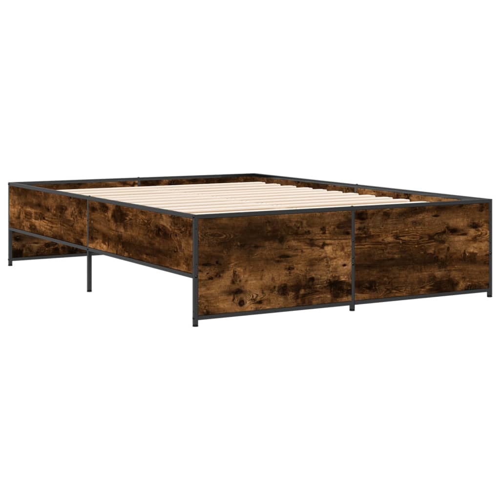 vidaXL Bed Frame without Mattress Smoked Oak 140x190 cm