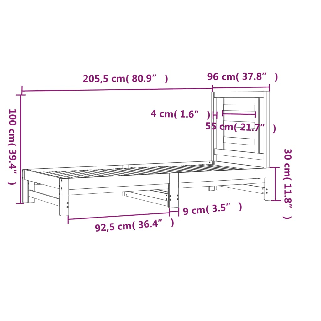 vidaXL Pull-out Day Bed without Mattress Honey Brown 2x(90x200) cm