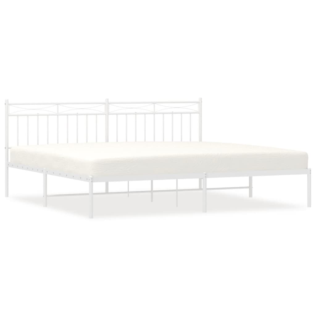 vidaXL Metal Bed Frame without Mattress with Headboard White 193x203 cm