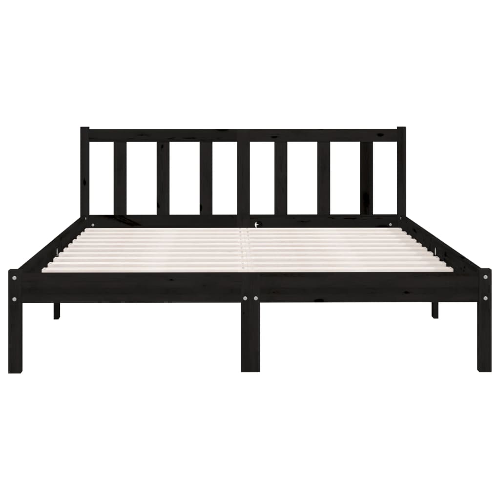 vidaXL Bed Frame without Mattress Black Solid Wood 120x200 cm