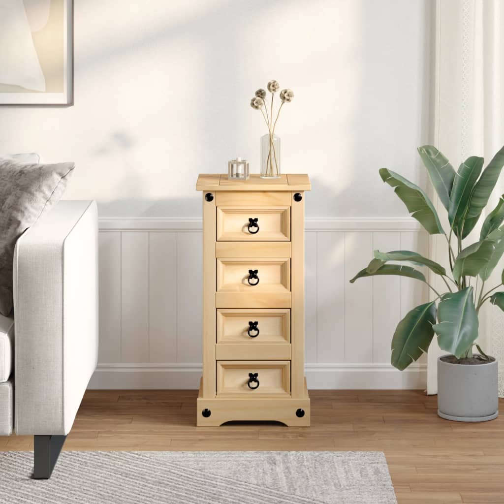 vidaXL Bedside Cabinet Corona 35x32.5x74 cm Solid Wood Pine